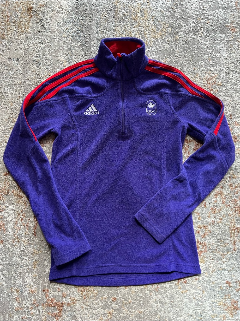Adidas Team Canada Olympic Fleece 1/4 Zip Purple Red
